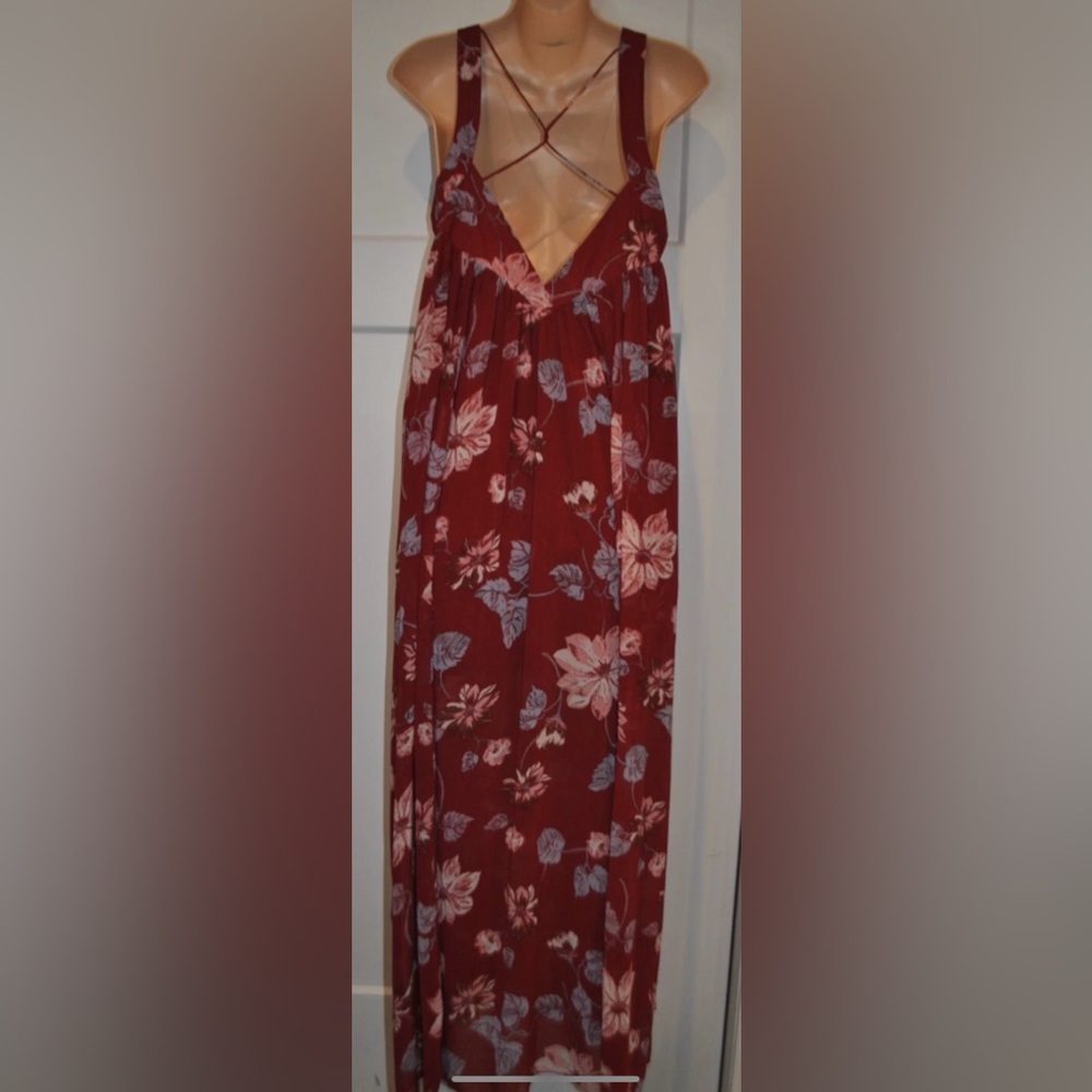 FREE PEOPLE Float Like A Sunbeam Maxi Strappy Back Boho Floral Dress size S - Picture 5 of 6